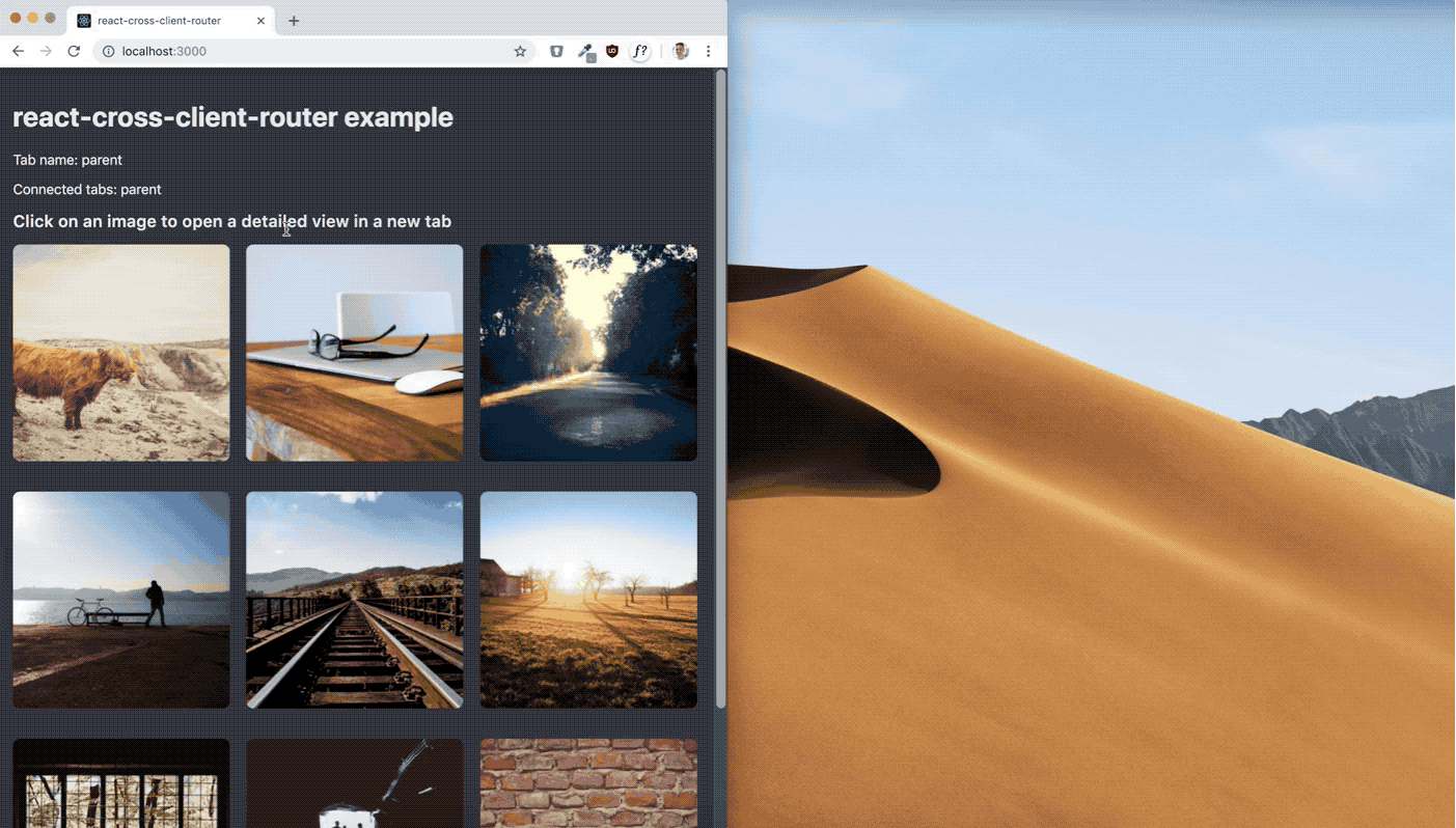 React cross client router example screencast
