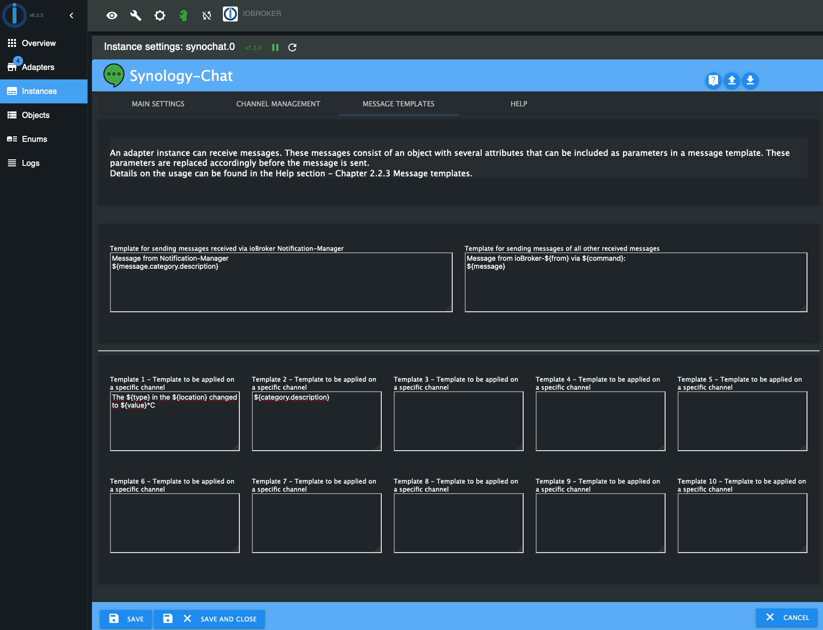 IobrokerInstanceSettingsChannelConfiguration