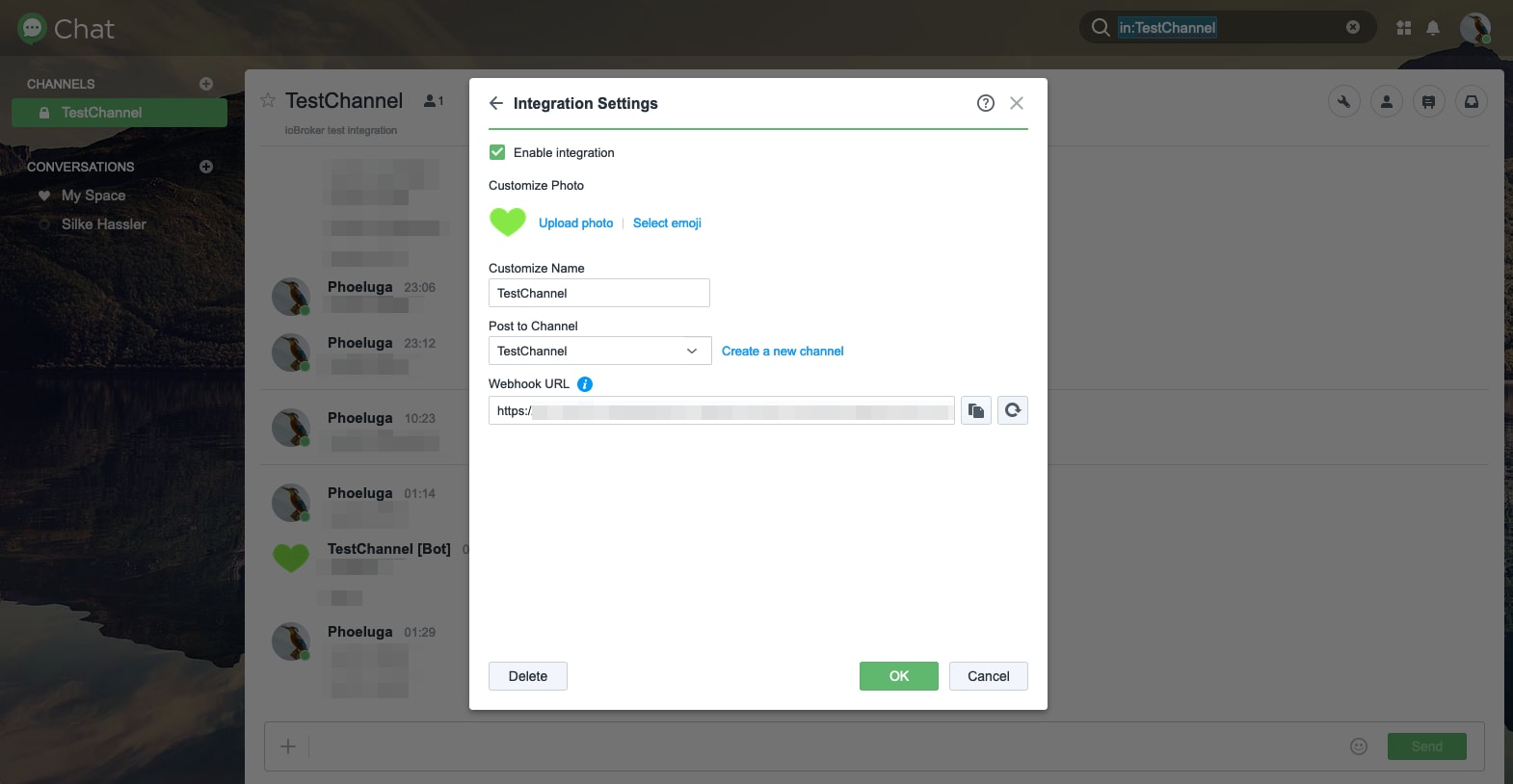 SynoChatIntegrationIncomingSettings