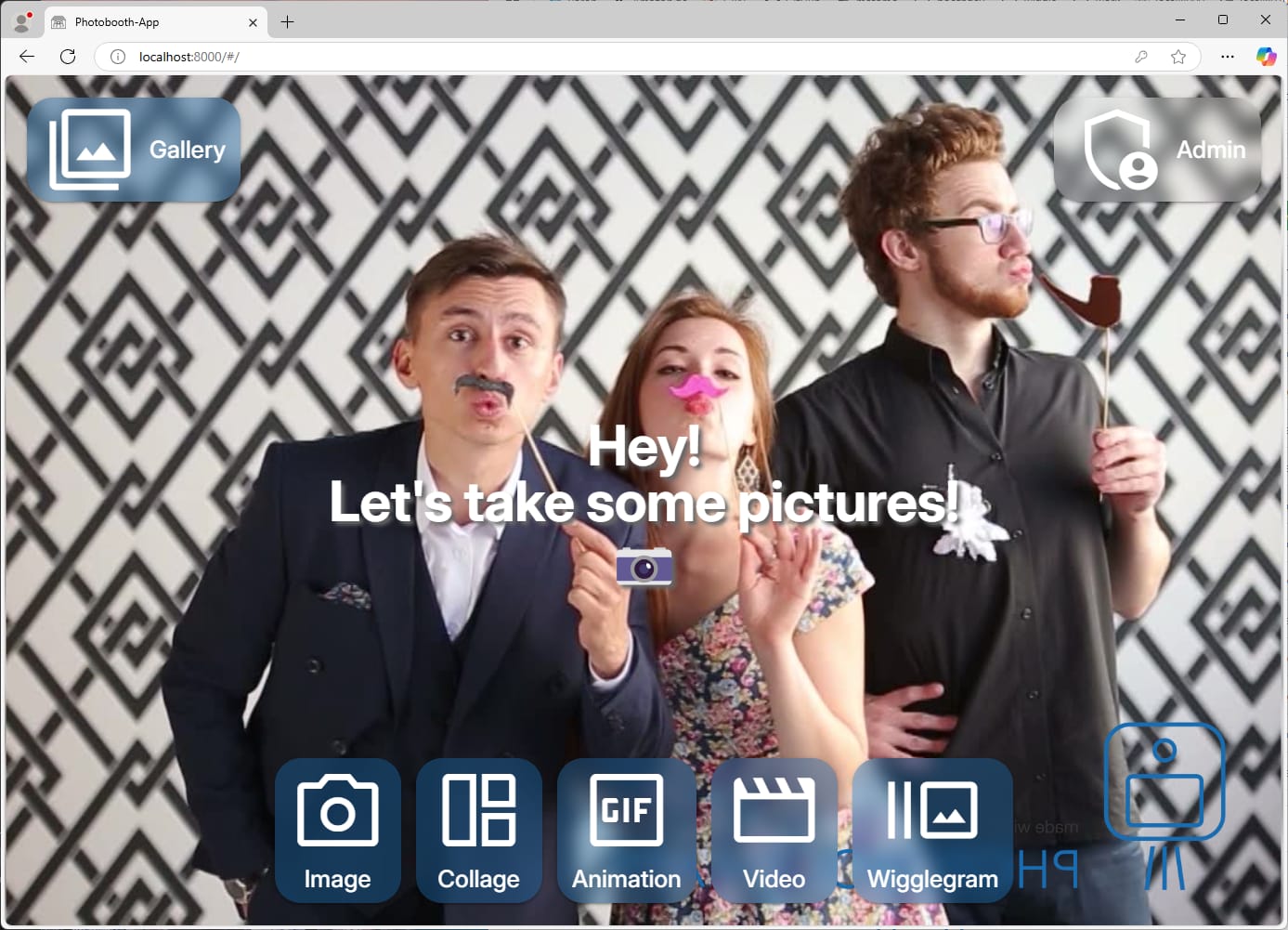 photobooth-app screenshot of the frontpage