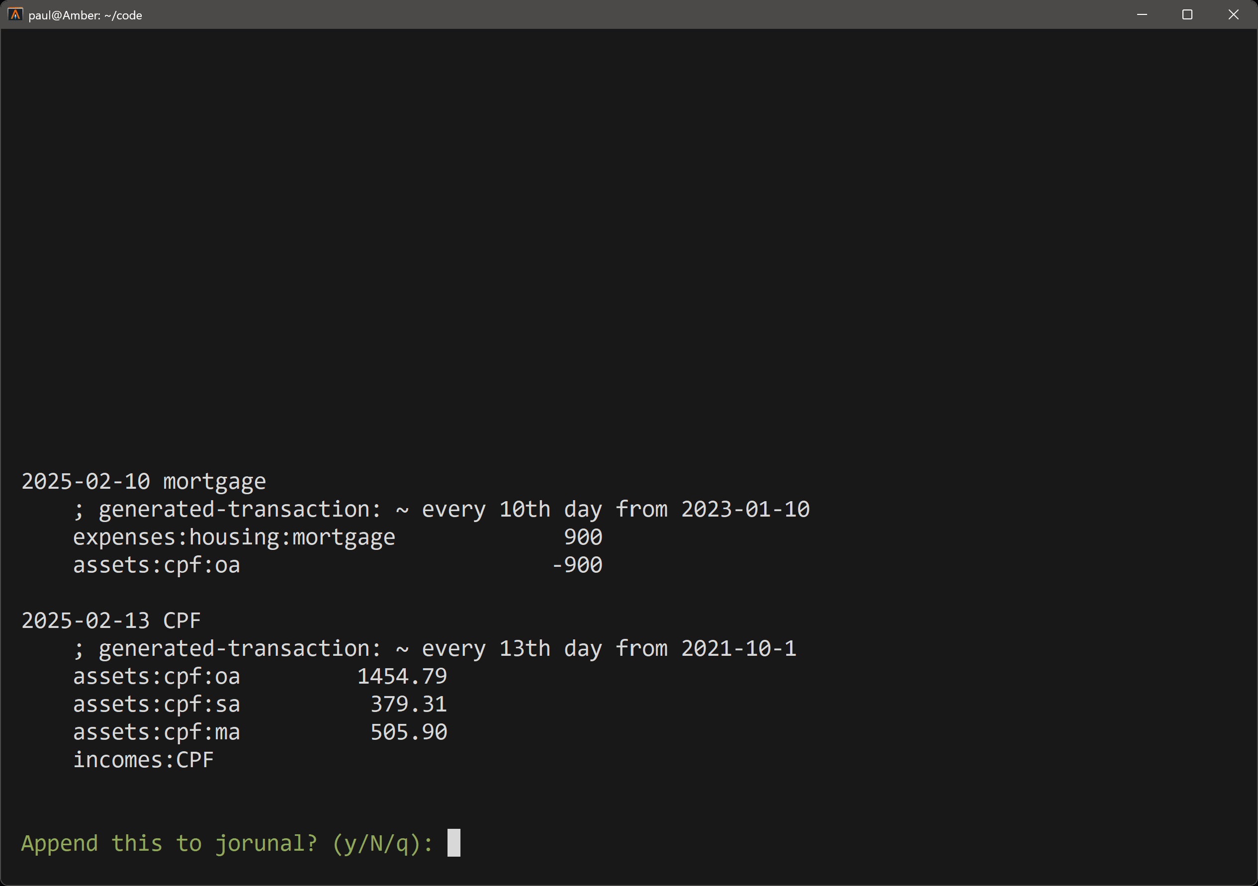Generating recurring transaction