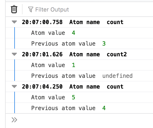 Example of logs in browser's conosle