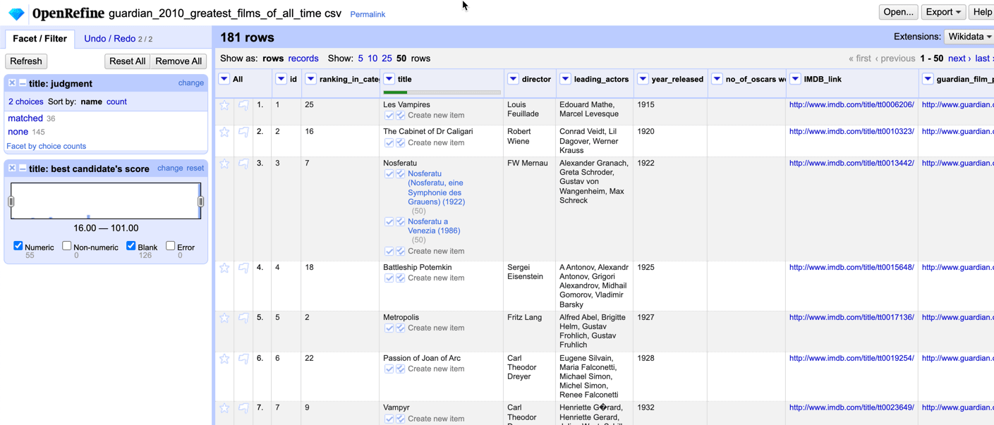 OpenRefine Screen Shot
