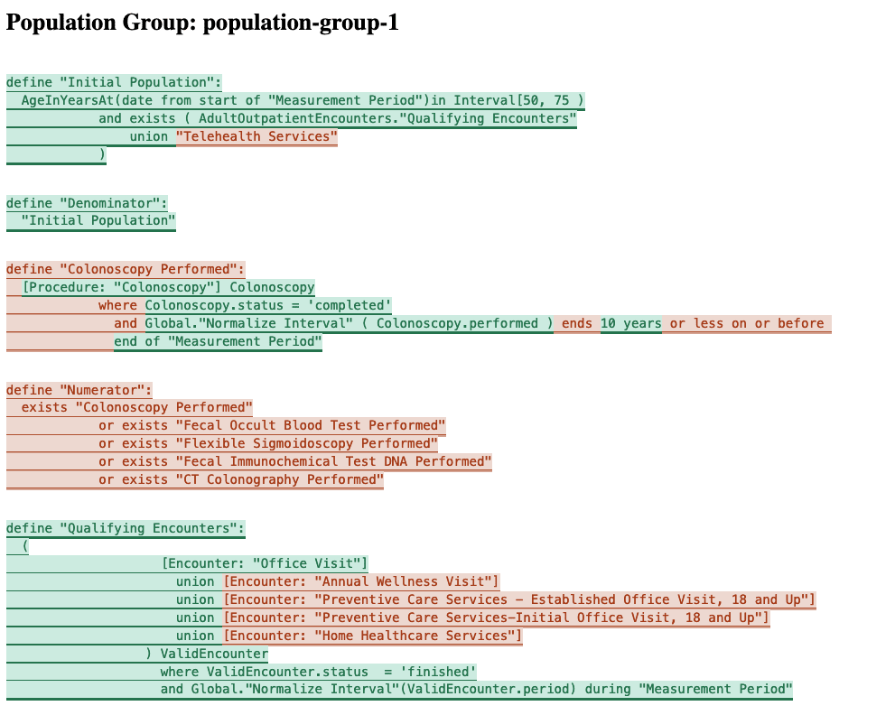 Screenshot of Highlighted HTML Measure Logic