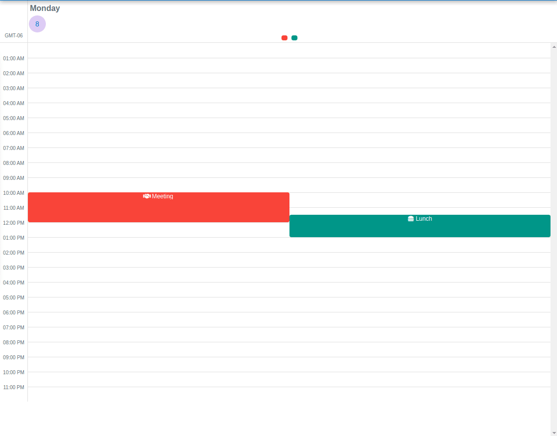 QCalendar example day view - events