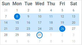 QCalendar example mini-mode selection