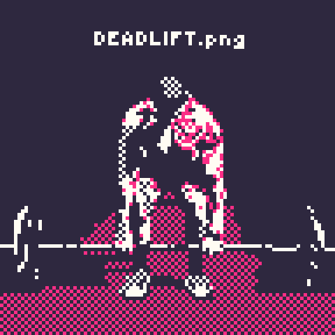Pixel art of a person performing deadlifts