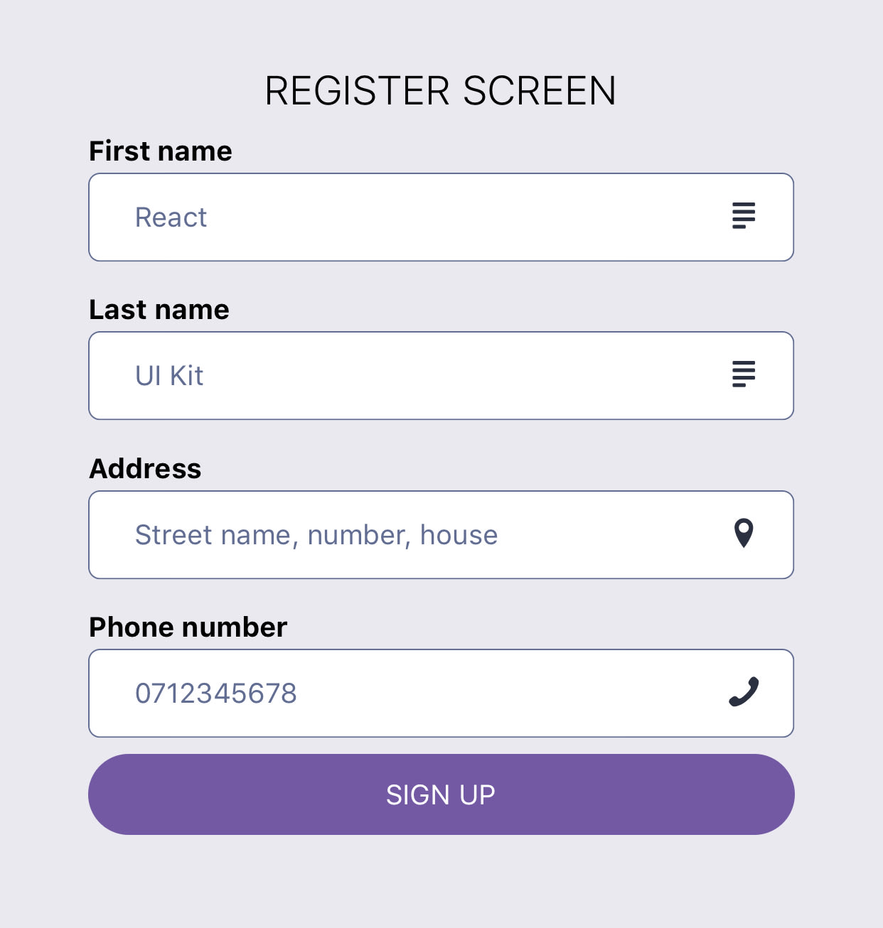 Register Screen