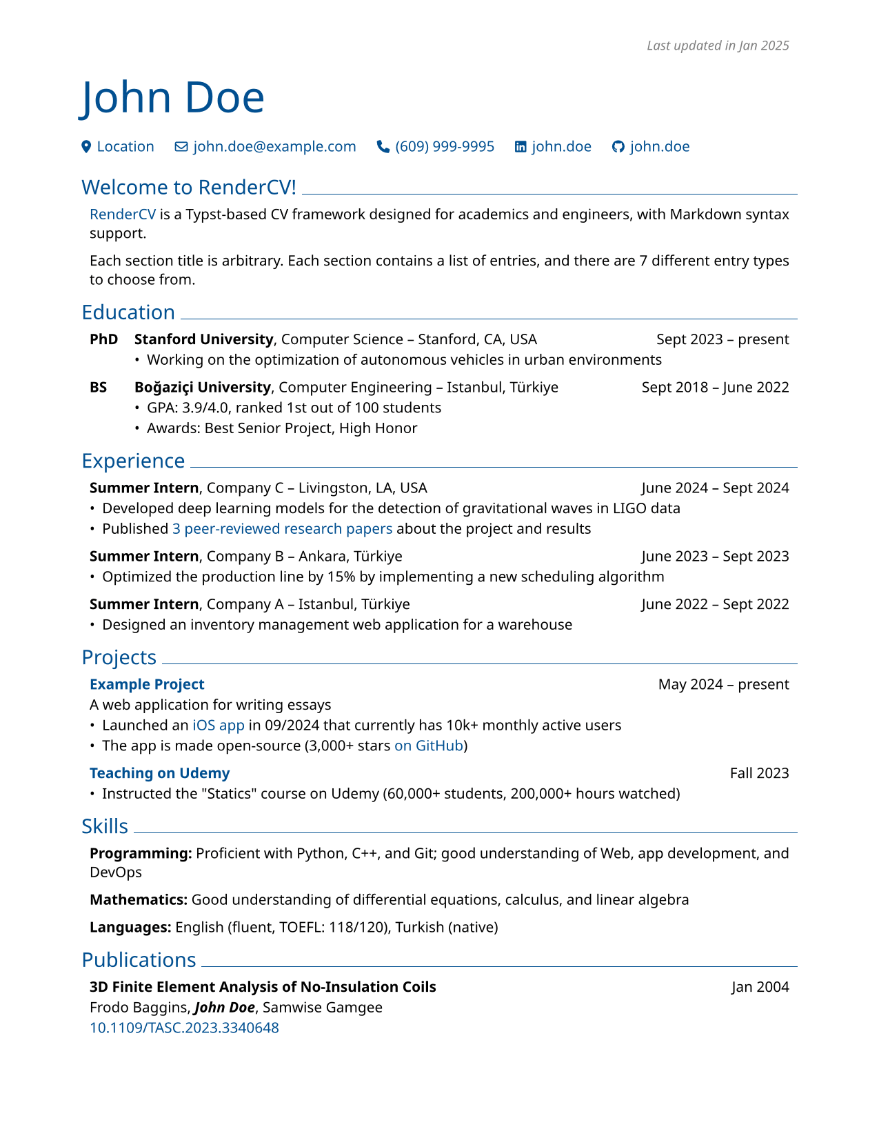 Engineeringclassic Theme Example of RenderCV