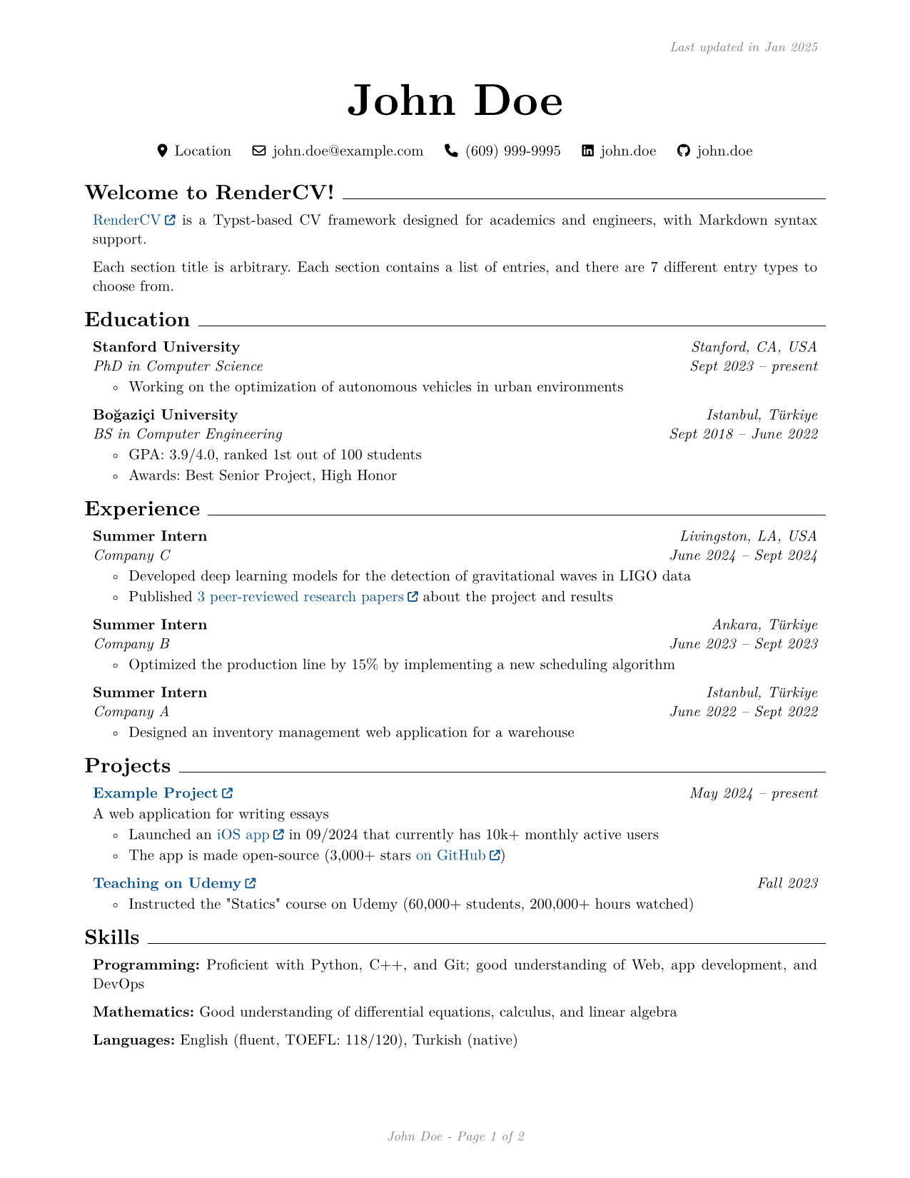 Sb2nov Theme Example of RenderCV