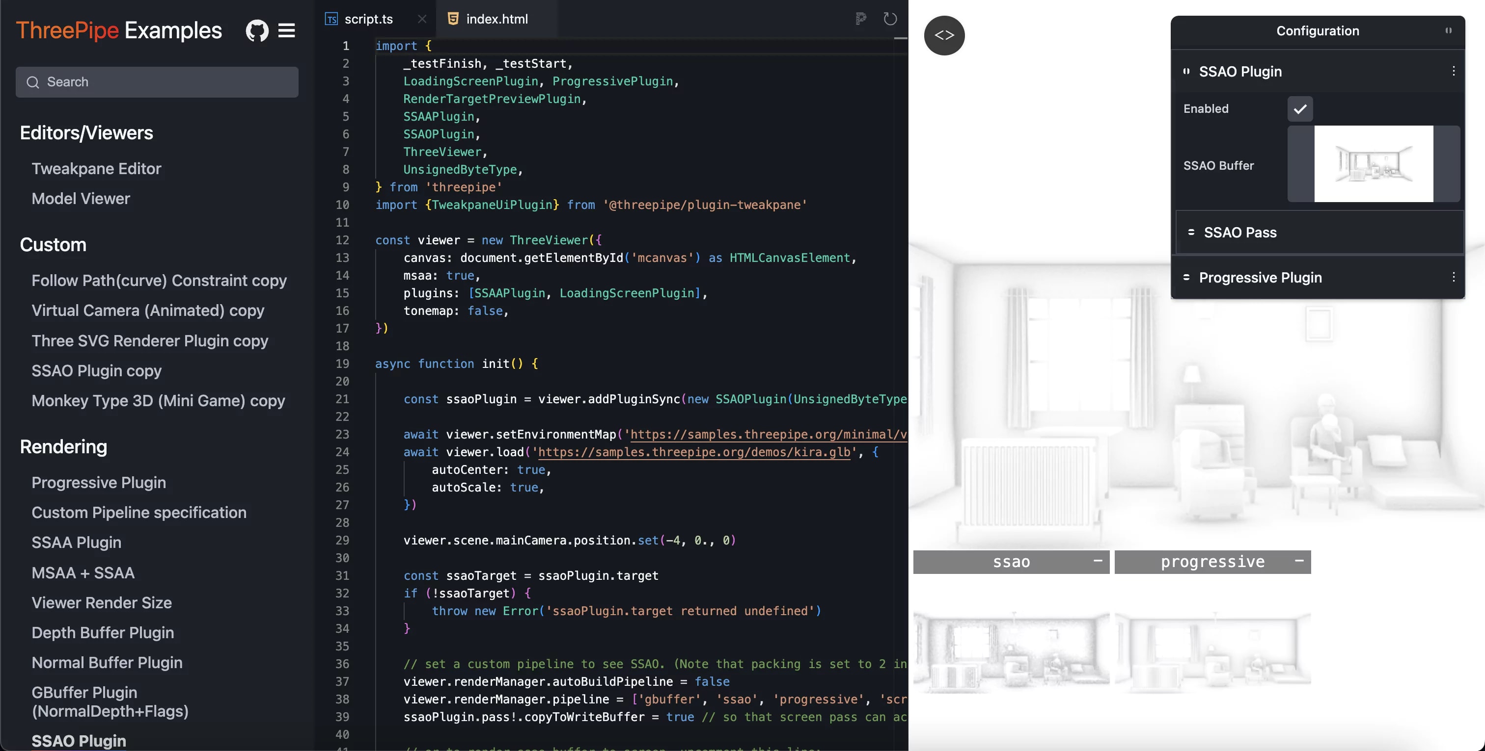 Threepipe Examples SSAO With Editor