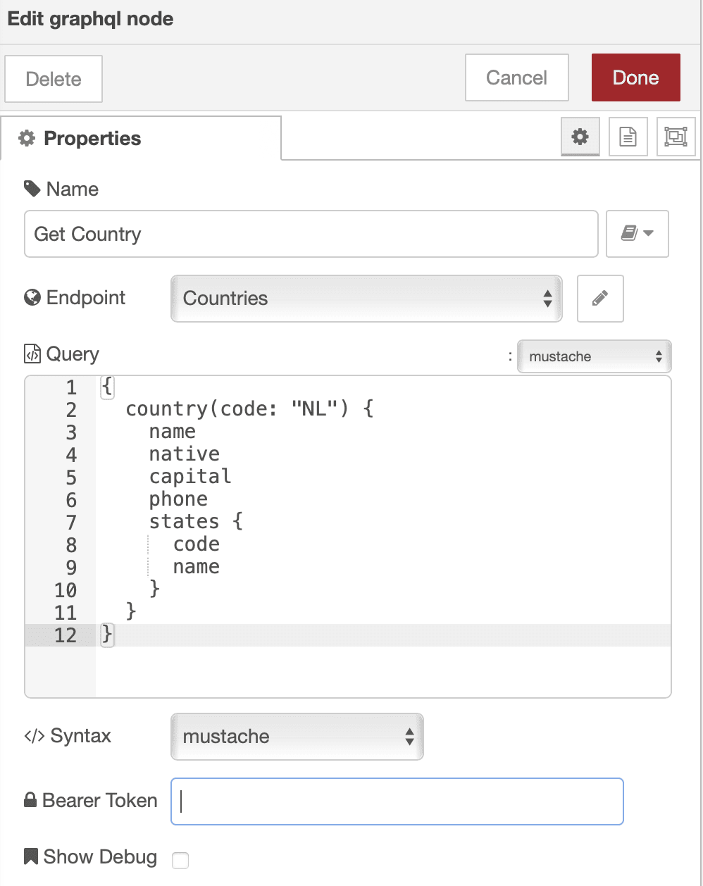 Edit GraphQL Node