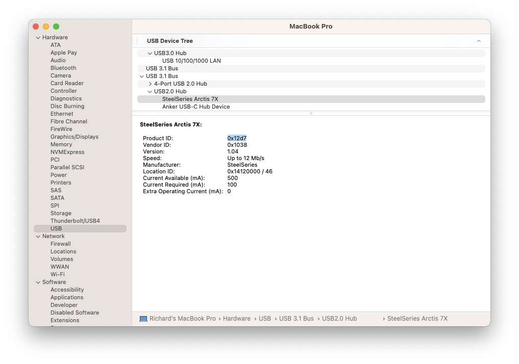 macOS of System Information showing the Product ID