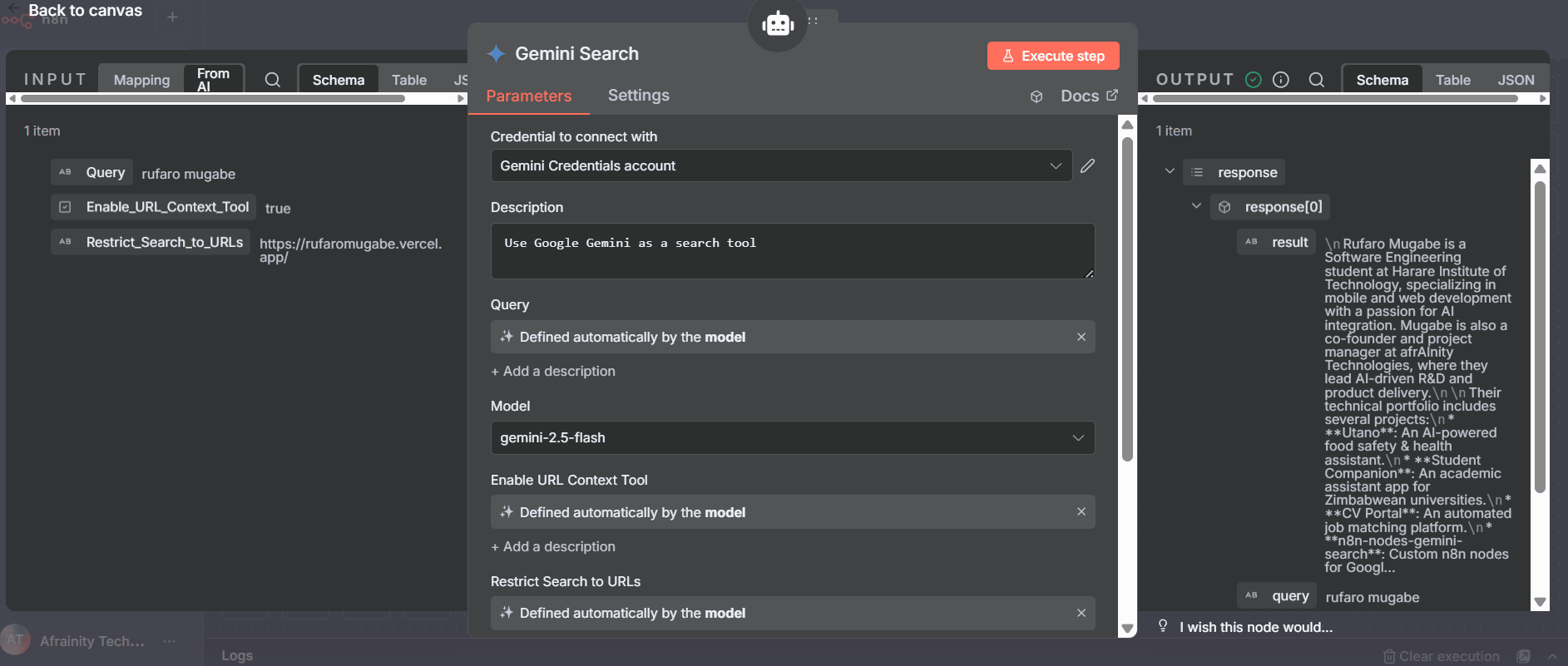 Gemini Search Tool - URL Context Enabled