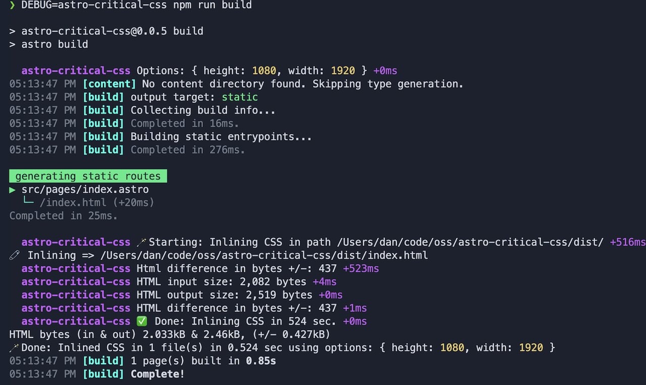 debug console output