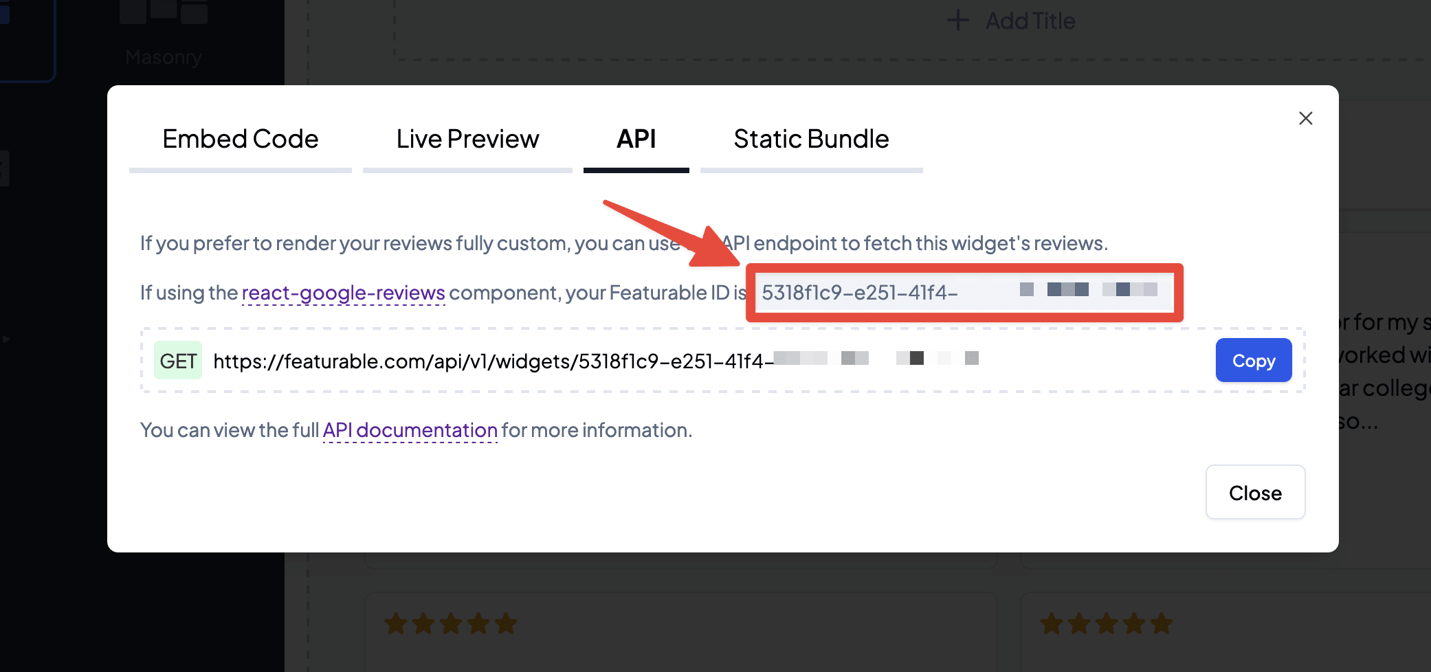 Copy Featurable Widget ID