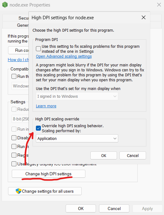 node compatibility setting