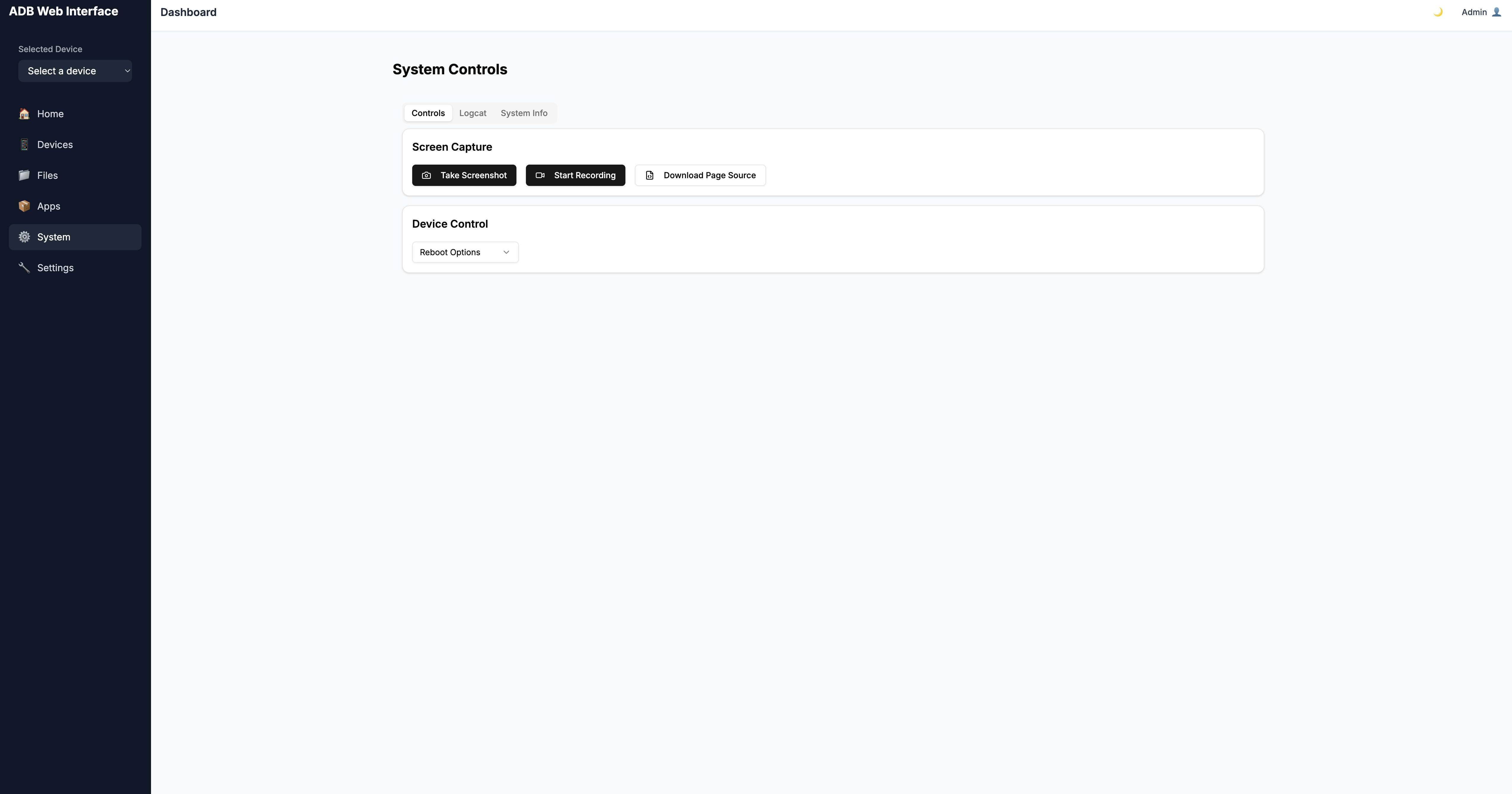 ADB Web Interface Screenshot 3
