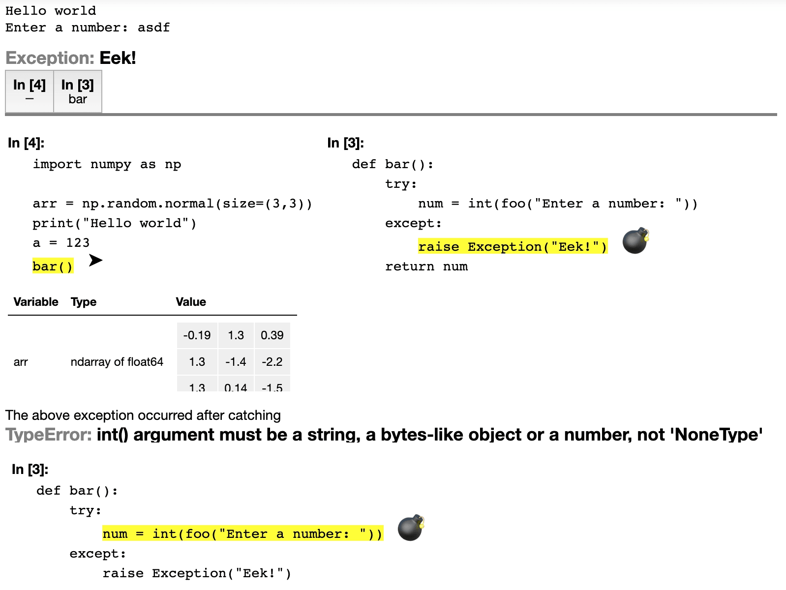 Nested exceptions