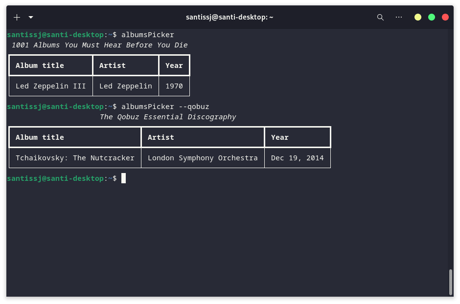 1001 Albums Picker Screen Shot