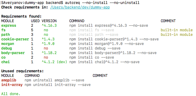 auto-requirements self execution example