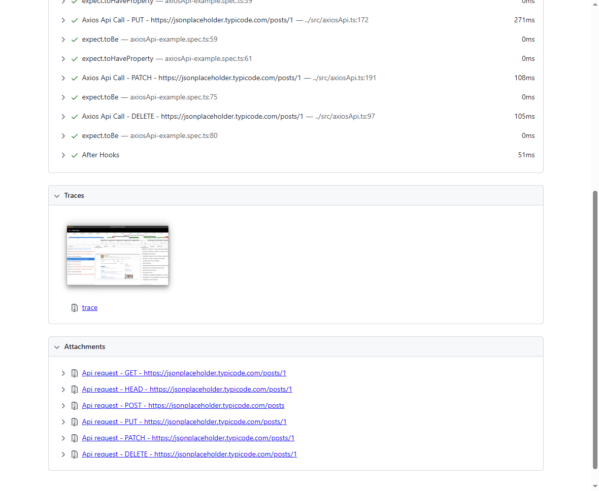 Details of an API request, along with its response, are included in the Trace Viewer