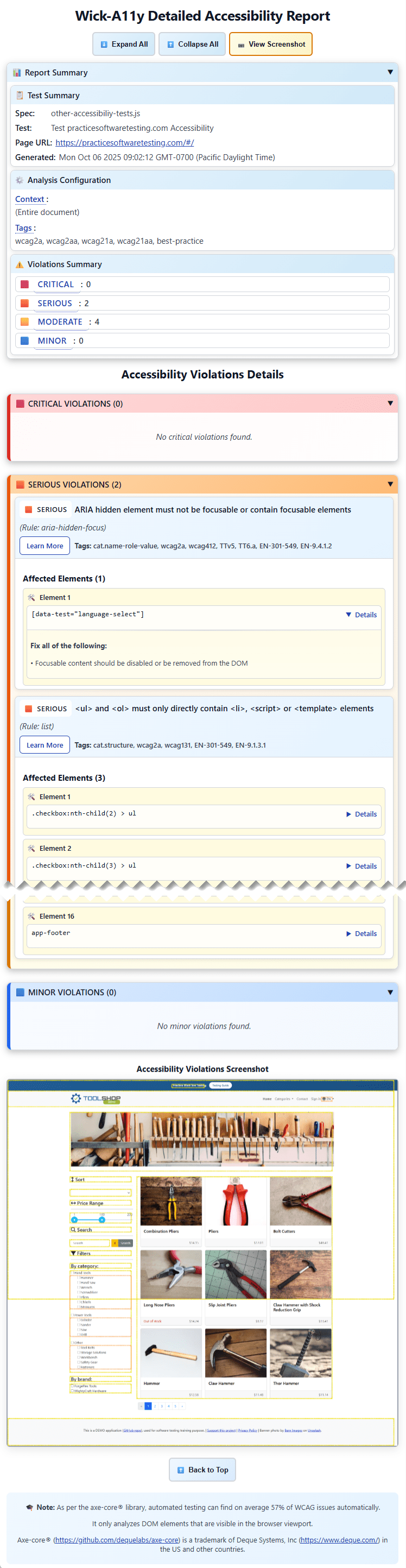 HTML Report Detailed Mobile