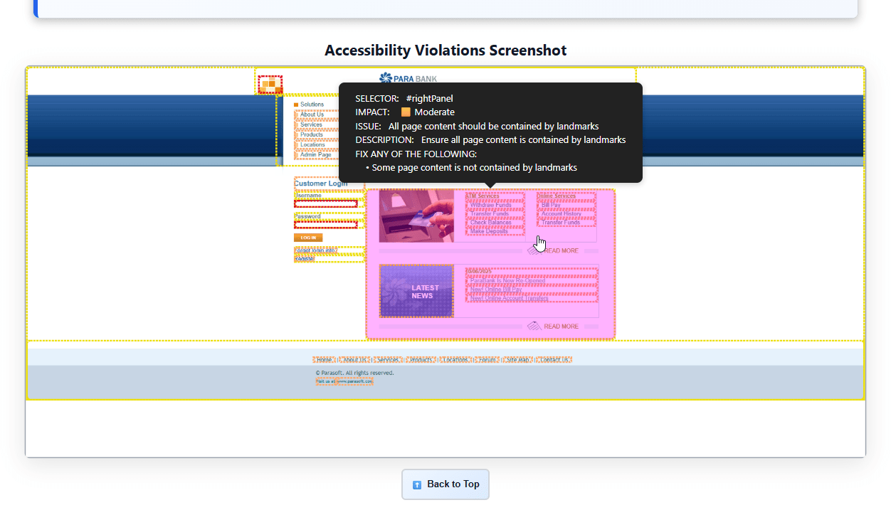 HTML Report Detailed Interactive Screenshot