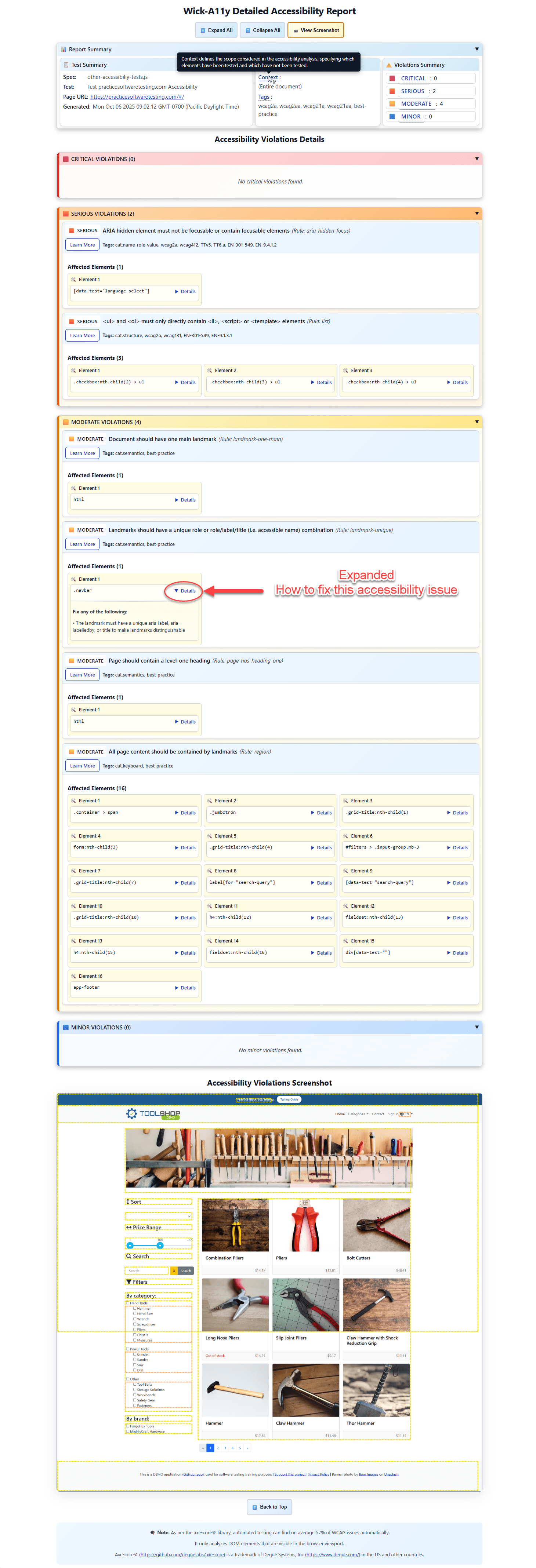 HTML Report Detailed Desktop