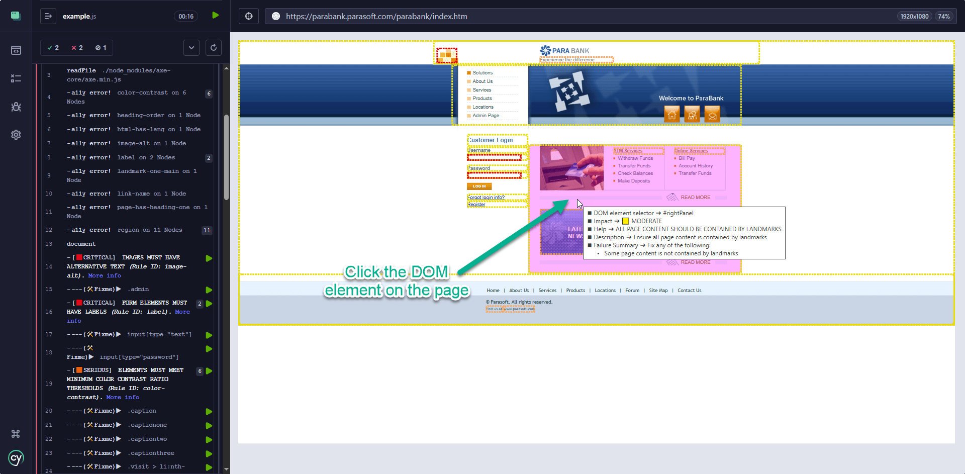 Voice DOM Element Web Page