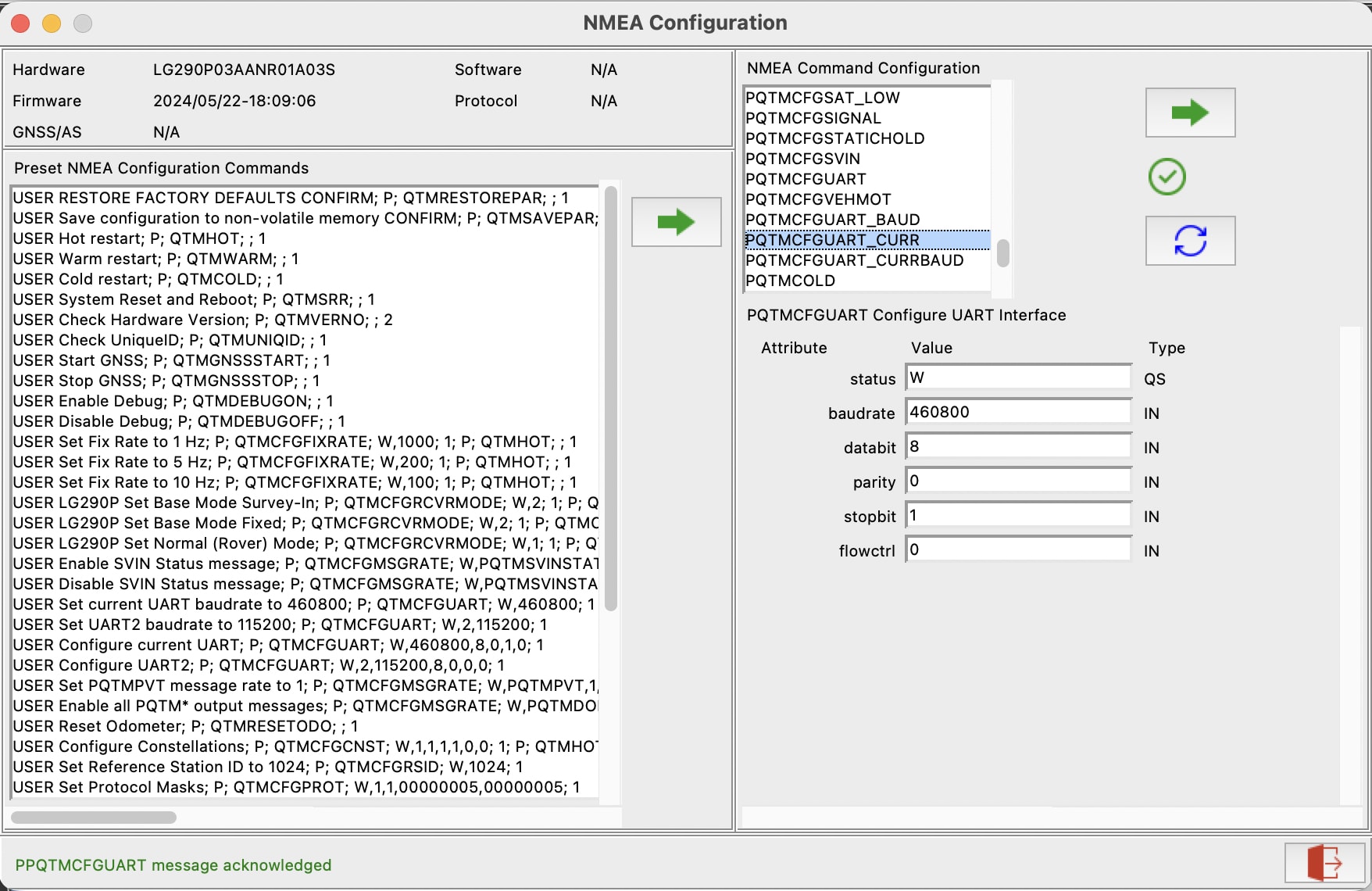 nmeaconfig widget screenshot