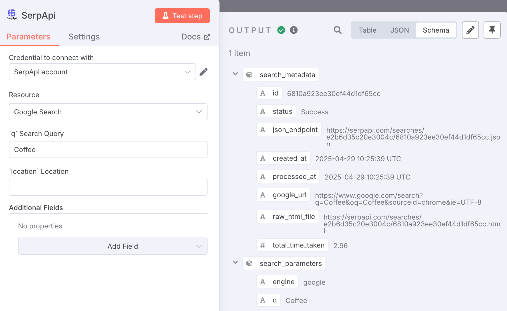 Test a Google Search through SerpApi