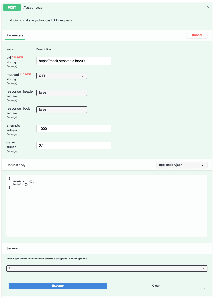 Load Testing Interface