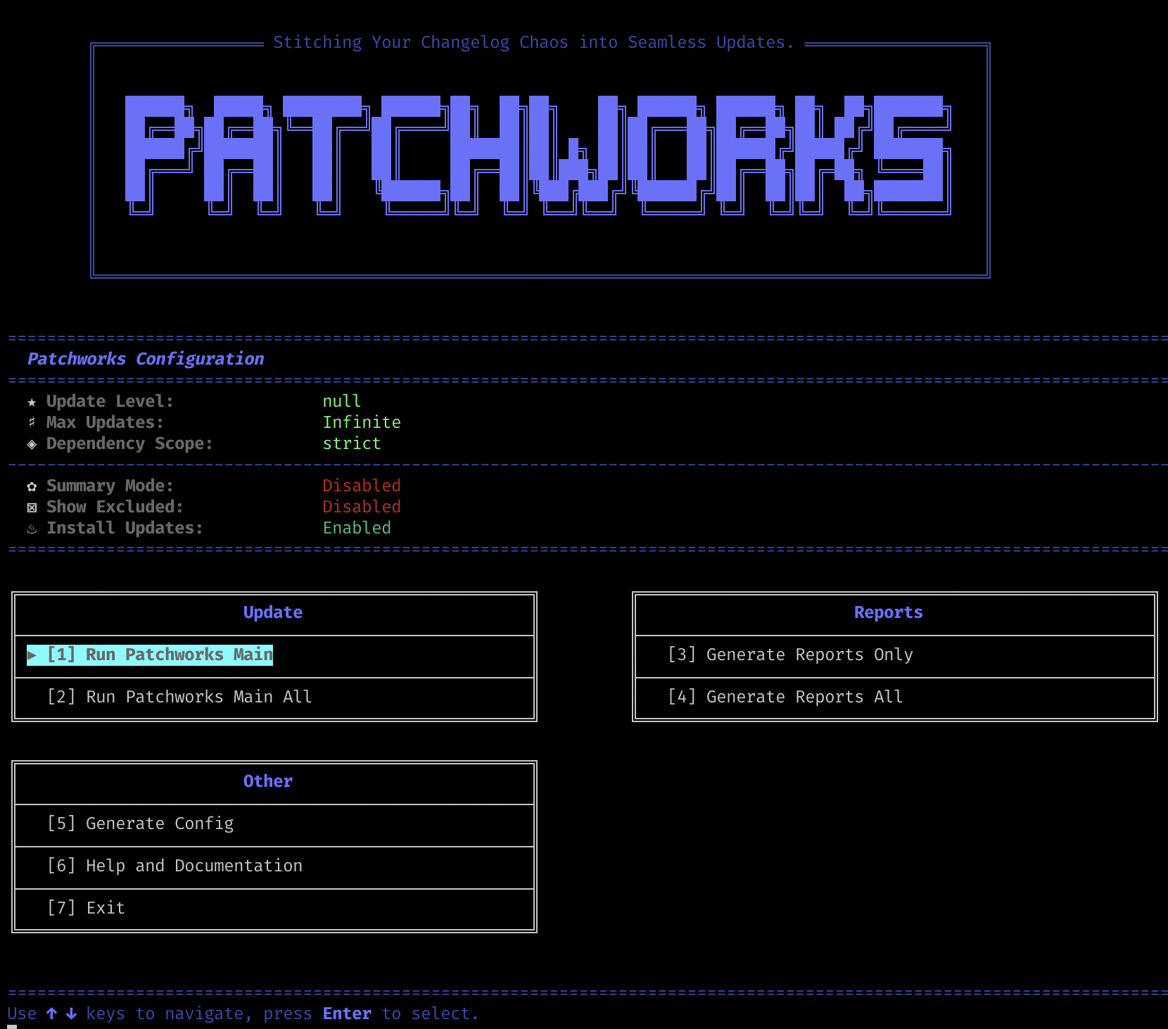 Patchworks Menu