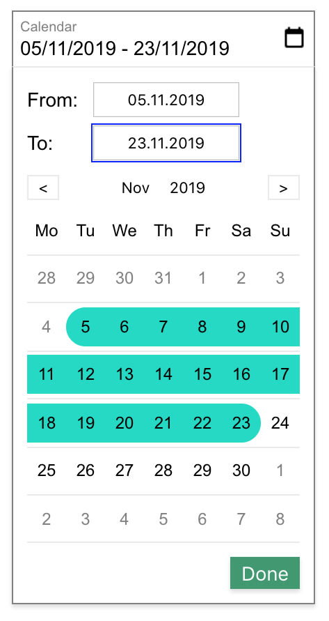 Range Calendar