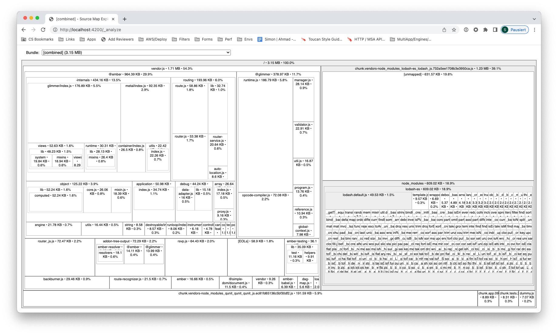 Screenshot of analyzer output