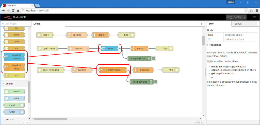 Simplicité® NodeRED nodes