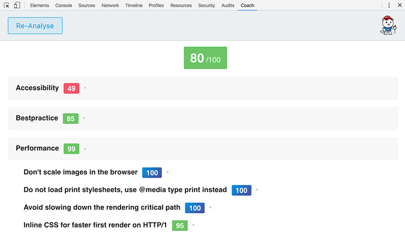 The coach in dev tools