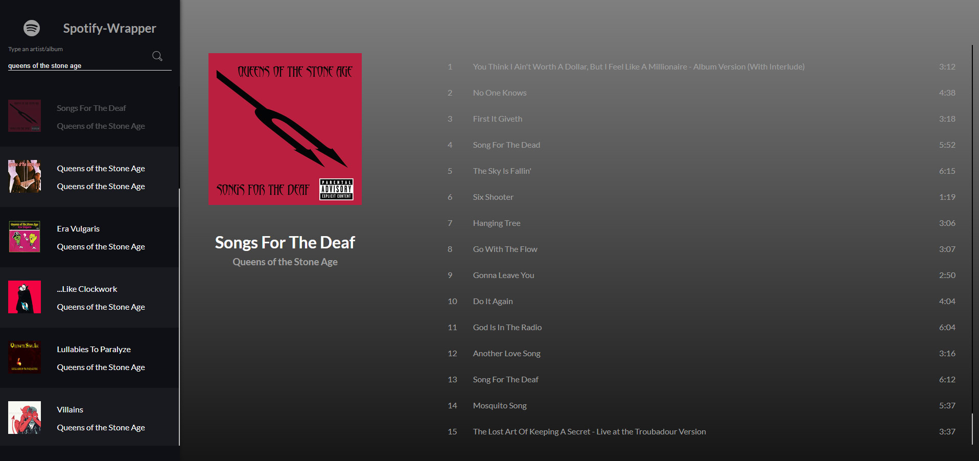 Spotify Wrapper Player Screenshot