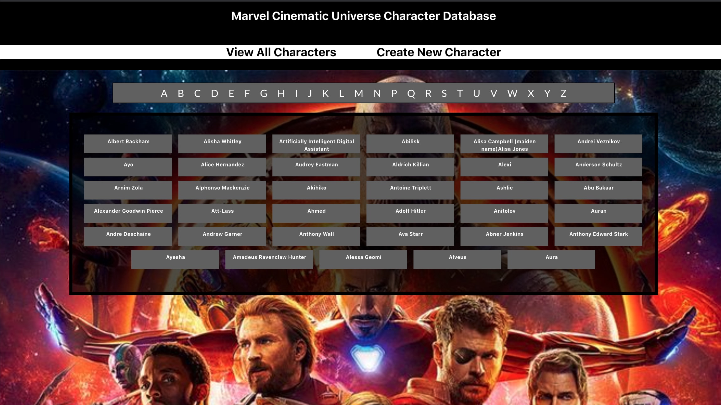 MCU  Front End Screenshot