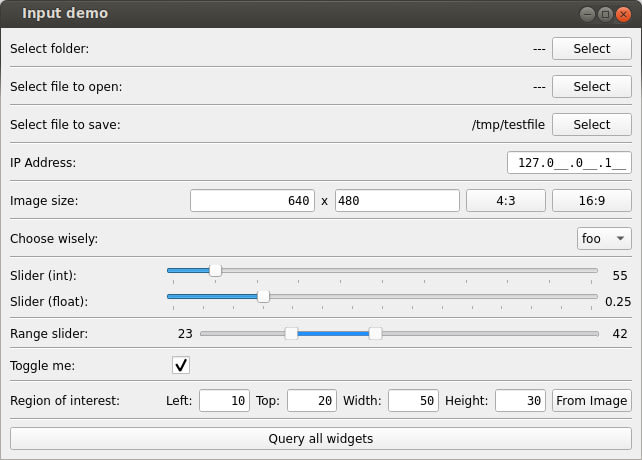 Screenshot inputs demo