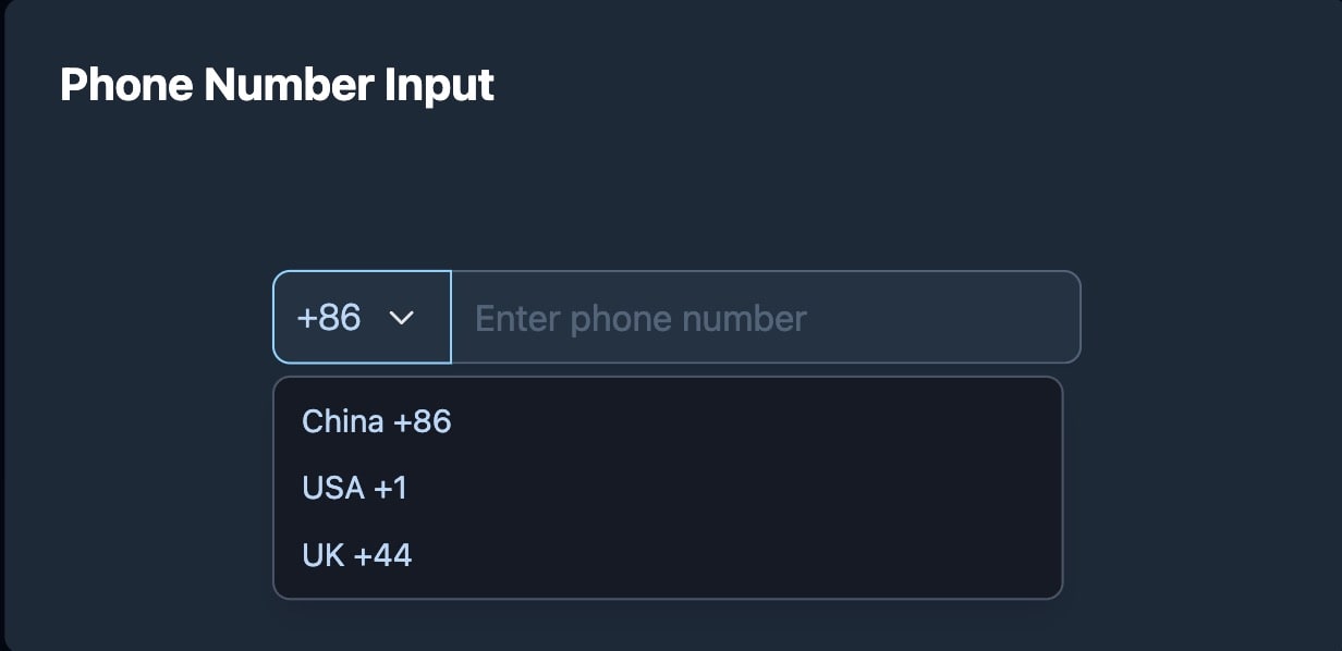 PhoneNumberInput 示例