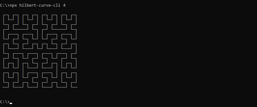 What hilbert-curve-cli prints to the console