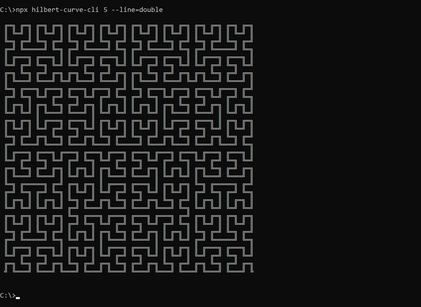 What hilbert-curve-cli prints to the console