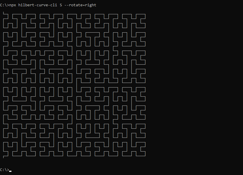 What hilbert-curve-cli prints to the console