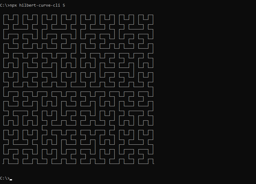 What hilbert-curve-cli prints to the console