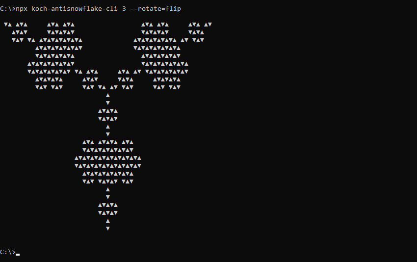 What koch-antisnowflake-cli prints to the console