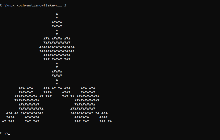 What koch-antisnowflake-cli prints to the console