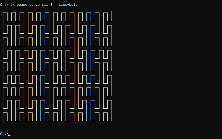 What peano-curve-cli prints to the console