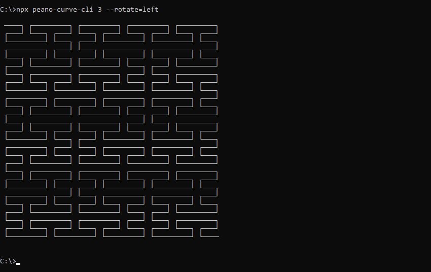 What peano-curve-cli prints to the console